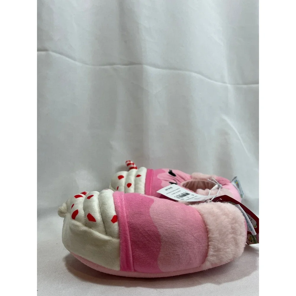 Squishmallows Peppermint Hot Cocoa Pink Plush Slippers Kids Size 11/12 NWT